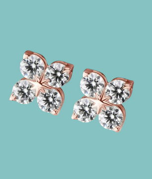 Lucky Clover Moissanite Diamond Earrings.