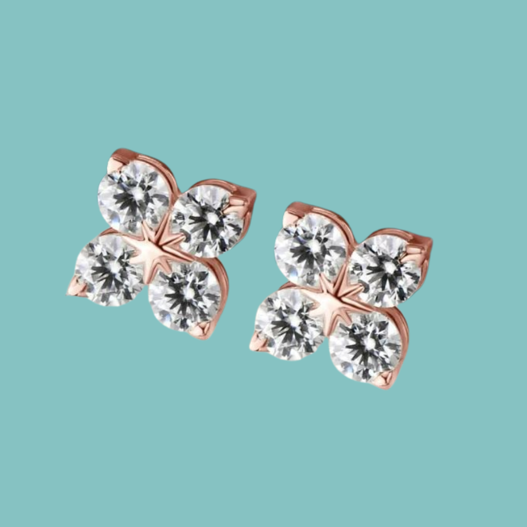 Lucky Clover Moissanite Diamond Earrings.