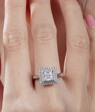 The “Elysian” Princess Double Halo Ring