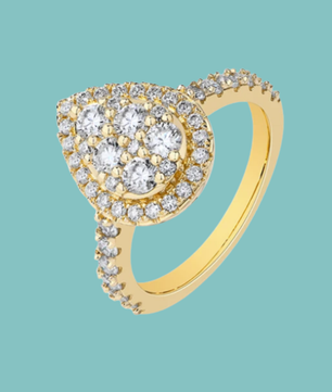 Maribel Pear Cluster Halo Ring