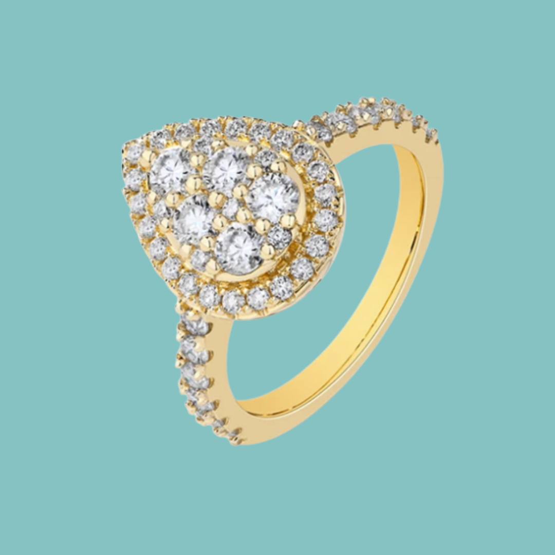 Maribel Pear Cluster Halo Ring