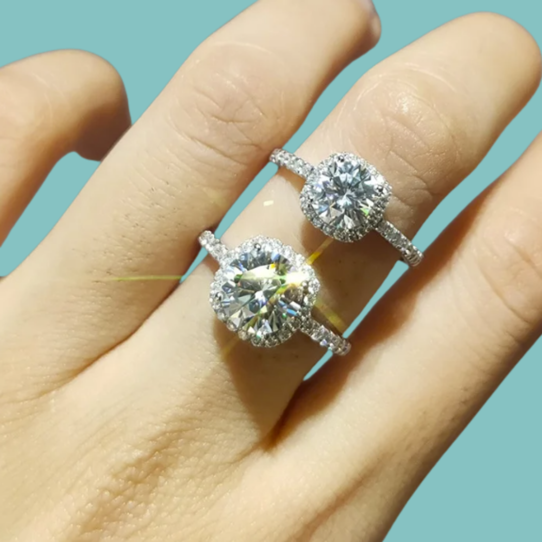 'Khloe' Halo Moissanite Ring