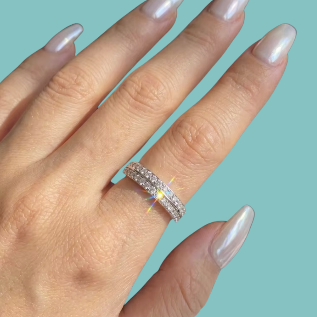 Elara Double Row Moissanite Band
