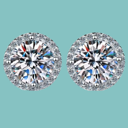 Halo Moissanite Stud Earrings