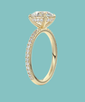 Hidden halo round moissanite ring with sparkling pavé band