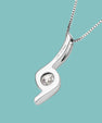 Modern swirl pendant with round moissanite centre stone