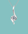 Round moissanite pendant with elegant swirl silver setting