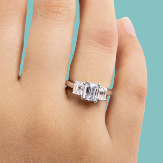 Emerald Elegance Trio Ring