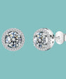 1 carat halo moissanite stud earrings with brilliant sparkle