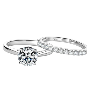 2 Carat Moissanite Ring & Wedding Band Set.