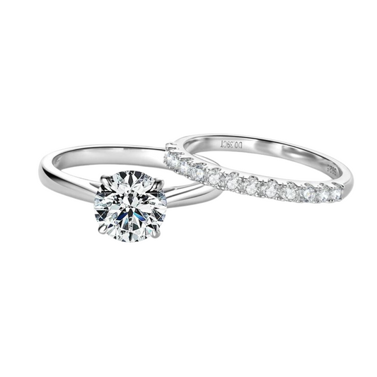 2 Carat Moissanite Ring & Wedding Band Set.