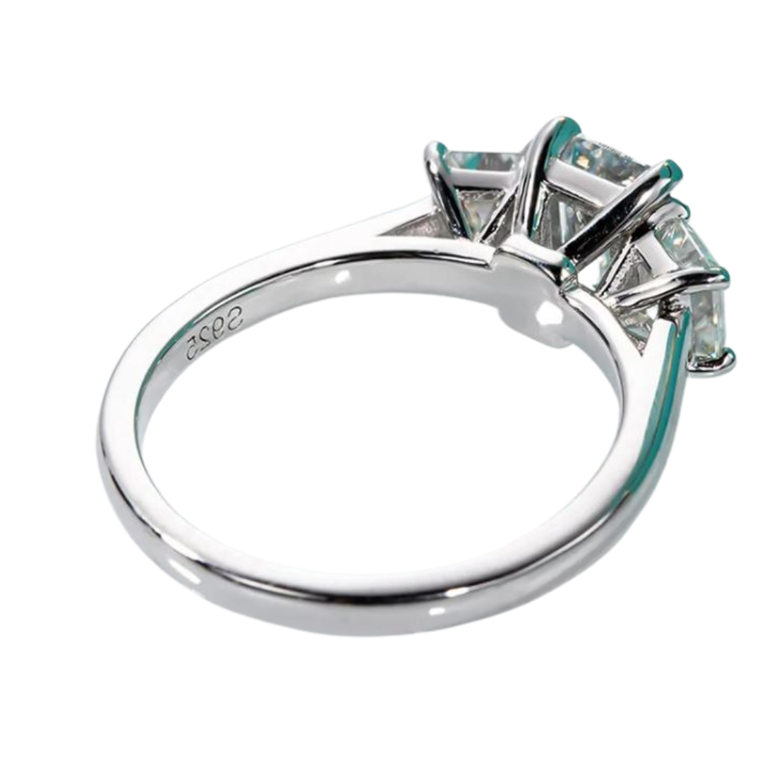 1.8 Carat Emerald Cut 'Eva' Moissanite Ring.