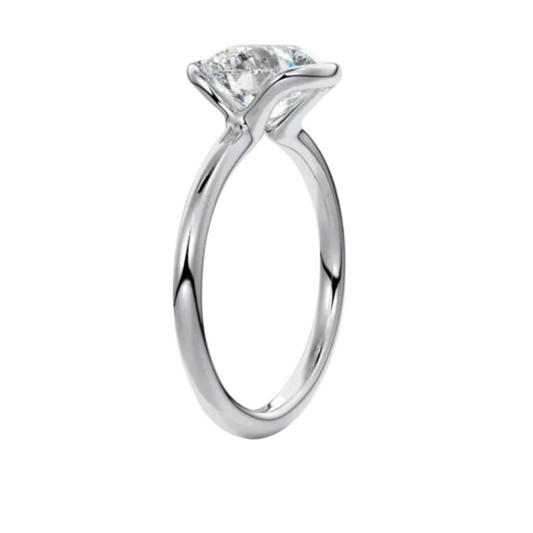 1 Carat Half Bezel Set Solitaire Moissanite Ring.