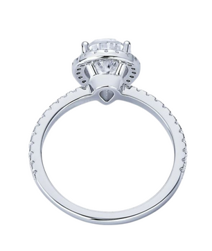 2 Carat Pear Cut Halo Moissanite Ring.