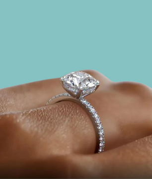 2 Carat Solitaire Hidden Halo Moissanite Ring.