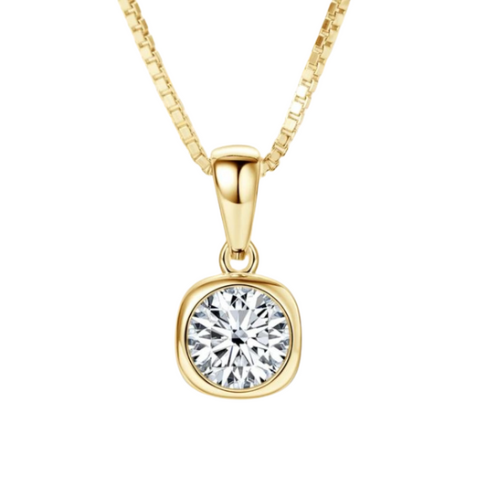1 Carat Square Bezel Set Moissanite Pendant.
