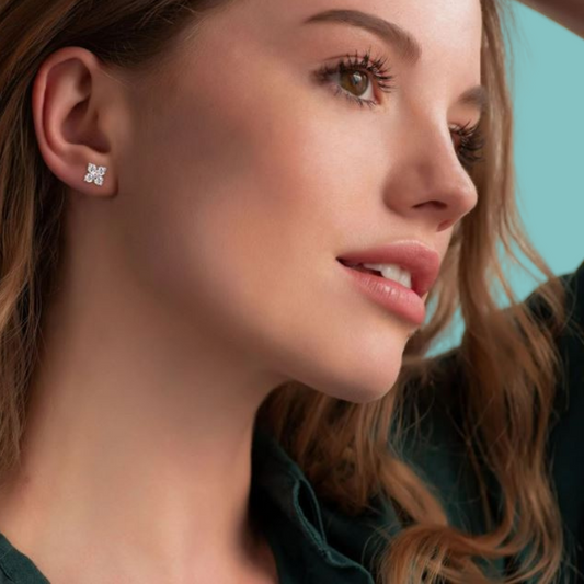 Lucky Clover Moissanite Diamond Earrings.