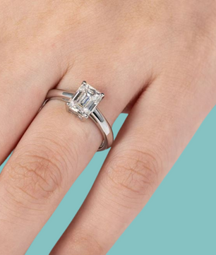 2 Carat Emerald Cut Solitaire Moissanite Ring.