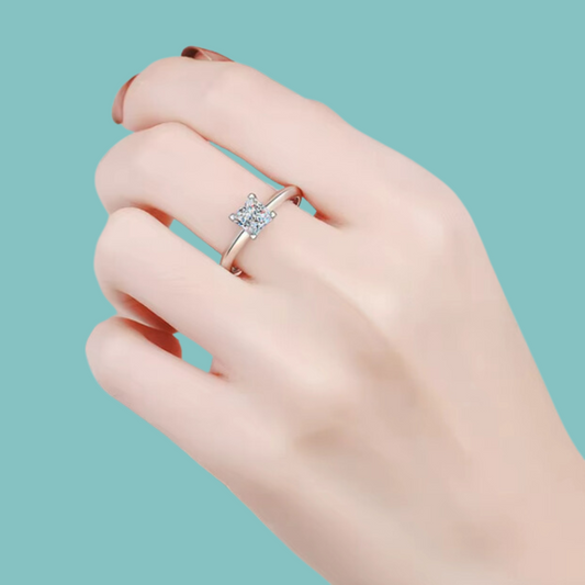 Princess Cut Knife Edge 'Gwen' Solitaire Moissanite Ring