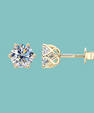 Classic solid gold moissanite stud earrings with screw backs