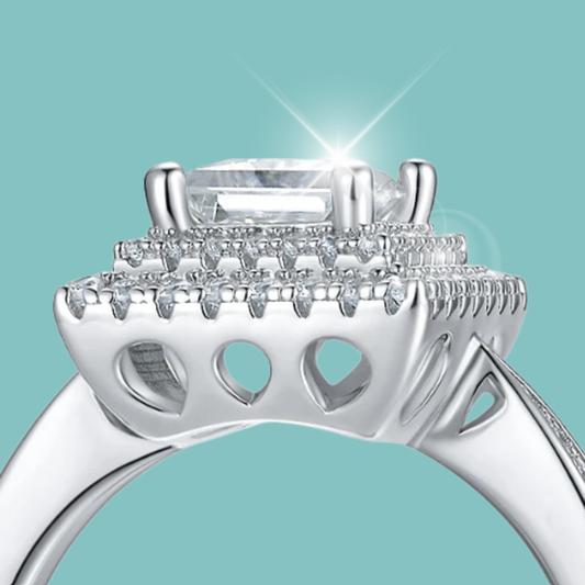 The “Elysian” Princess Double Halo Ring