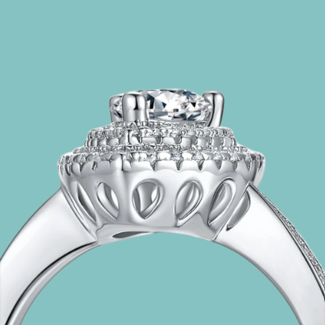 The “Aveline” Pear Halo Ring