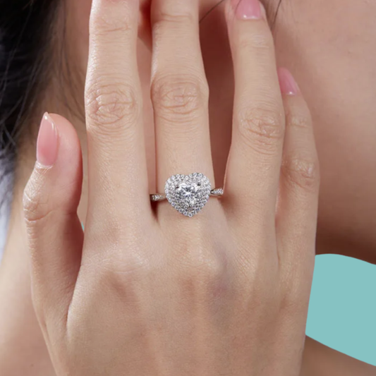 The “Amoretto” Double Halo Heart Ring