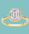 Bezel set emerald cut moissanite engagement ring