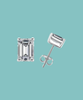 Emerald cut moissanite earrings and pendant set in sterling silver