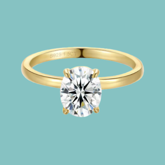 Oval cut moissanite ring classic engagement style white gold