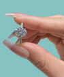Elegant oval moissanite ring with pavé sterling silver band