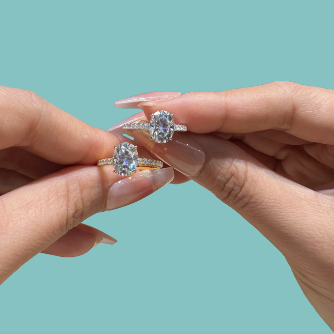 Classic oval moissanite ring in S925 silver for engagement