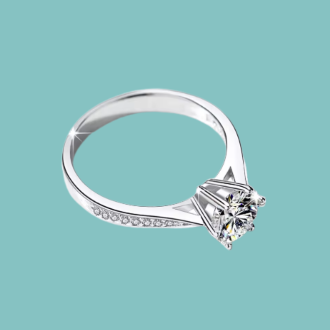 Serena pavé moissanite ring in classic prong setting