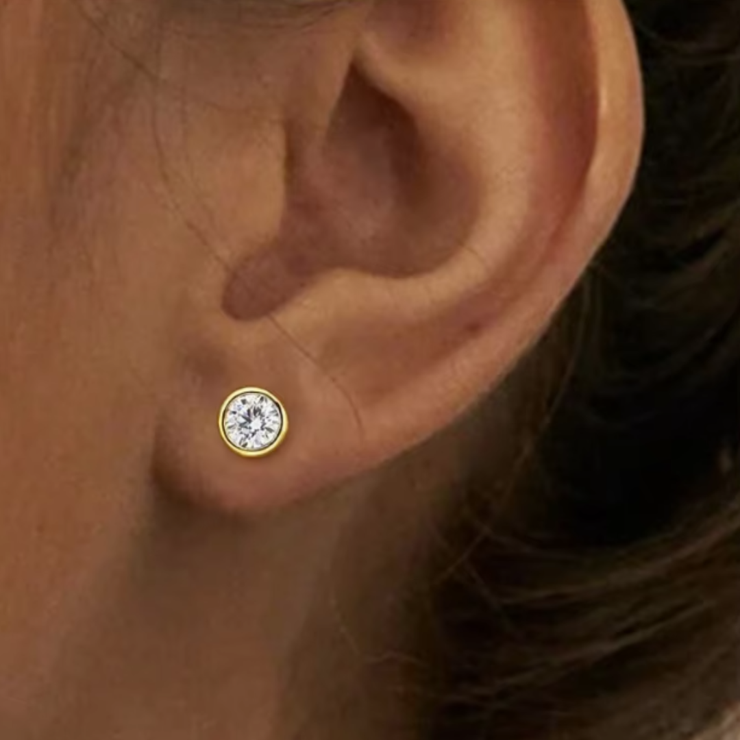 Lumi Bezel Moissanite Stud Earrings