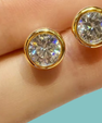 Lumi Bezel Moissanite Stud Earrings