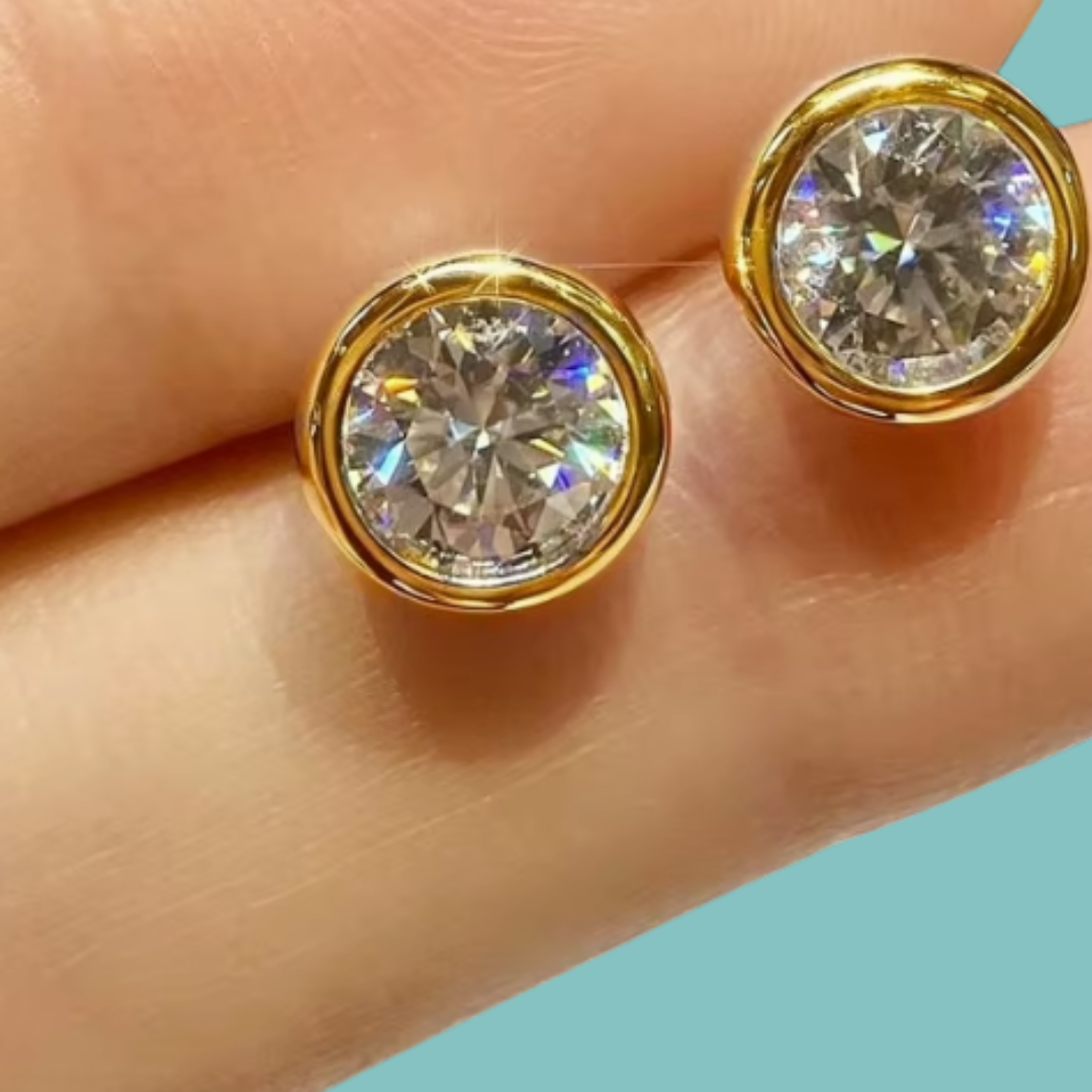 Lumi Bezel Moissanite Stud Earrings