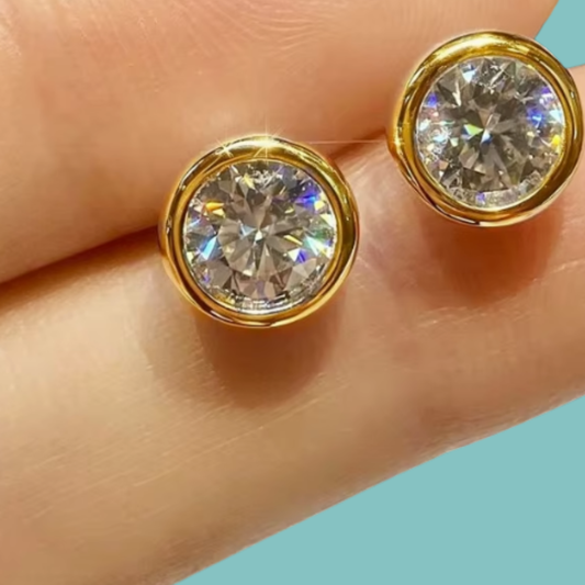 Lumi Bezel Moissanite Stud Earrings