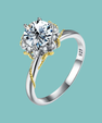Vintage style round moissanite statement ring with intricate floral inspired halo setting
