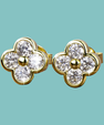 Fleurine floral moissanite stud earrings with yellow gold plating
