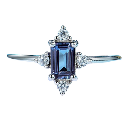 0.8 Carat Alexandrite Emerald Cut Ring.