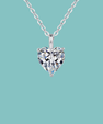 Heart cut moissanite necklace and earring set in sterling silver