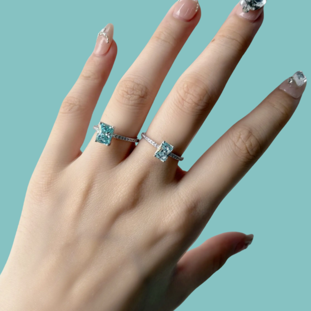 Aqua Radiance Moissanite Ring