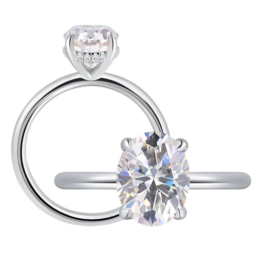 Hidden Halo 'Hailey' Oval Cut Moissanite Ring.