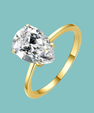 Dainty pear cut moissanite solitaire ring with sparkling 1 carat stone