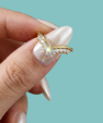 Moissanite contour wedding band in a V-shaped design, perfect for pairing with an engagement ring.