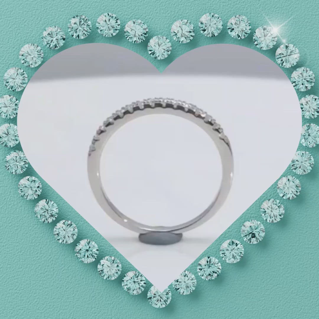Half eternity moissanite sterling silver wedding band 