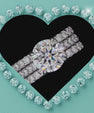 Luxury triple ring set with round moissanite centre and pavé bands