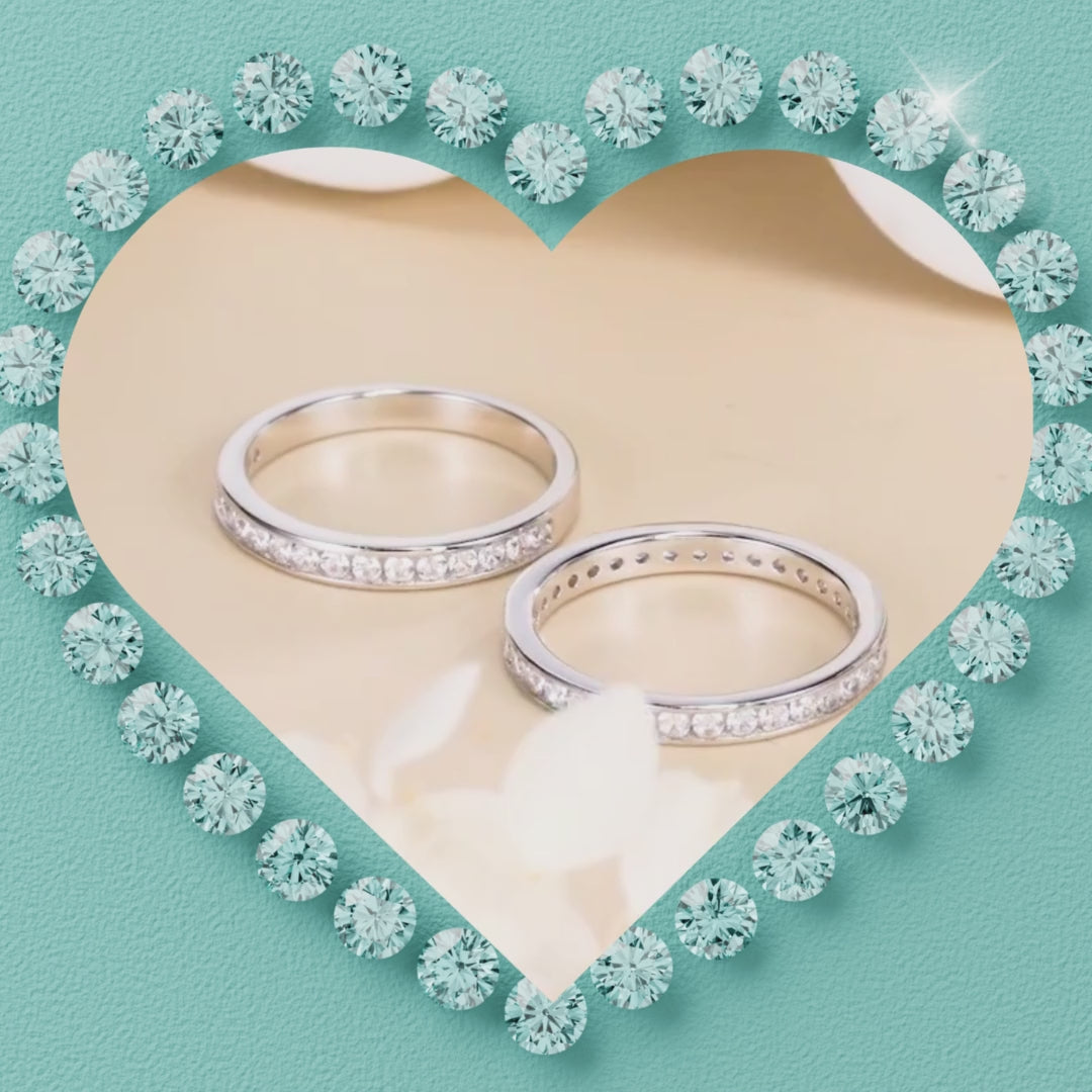 Channel set moissanite wedding band 