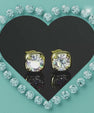 Square moissanite stud earrings with cushion cut stones and polished setting