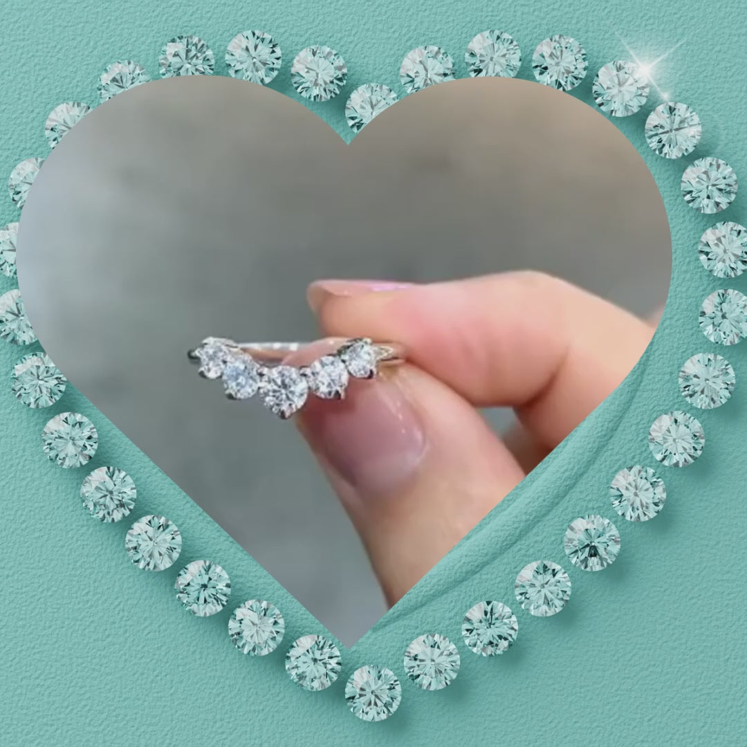 Stacking moissanite ring with asymmetrical curved design